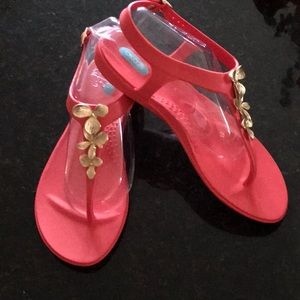Brand new, never worn OkaB ornate jelly sandals